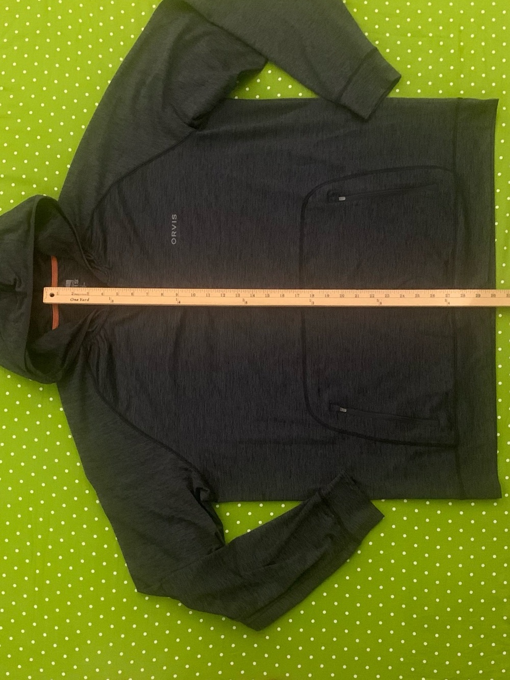 ORVIS Blended Polyester Charcoal Hooded Sweatshirt - Picture 6 of 6